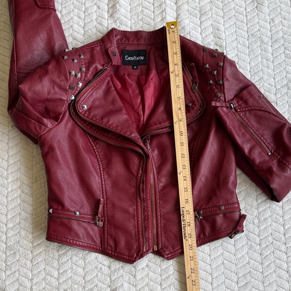 Chouyatou Women's Studded Jacket in Red Size M - Picture 12 of 12